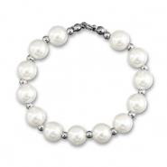 Statement-Anh&auml;nger Perlenkette White-silver