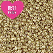 Glasperlen Rocailles 12/0 (2mm) Metallic shine gold champagne