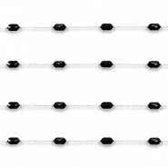 Stainless Steel - Rostfrei Stahl Schmuckzubehör Gliederkette Oval Silver-black