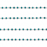 Stainless Steel - Rostfrei Stahl Schmuckzubehör Gliederkette Rund Silver-turquoise blue