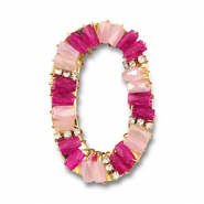 Top Facett Anhänger Oval Light pink-fuchsia pink transparent-gold