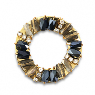 Top Facett Anhänger Rund Black-grey transparent-gold