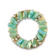 Top Facett Anhänger Rund Turquoise AB-ocean green AB-gold