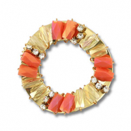 Top Facett Anhänger Rund Coral red AB-transparent AB-gold
