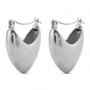 Ohrringe aus Stainless Steel - Rostfreiem Stahl Creolen Herz Silver