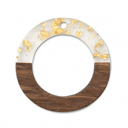 Holz Anhänger Rund Transparent-gold-brown