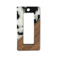 Holz Anhänger Rechteck Black-white-brown