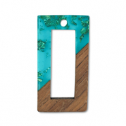 Holz Anhänger Rechteck Blue transparent-gold-brown
