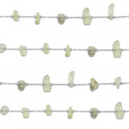 Stainless Steel - Rostfrei Stahl Schmuckzubehör Gliederkette Prehnit Irregular Silver-light green