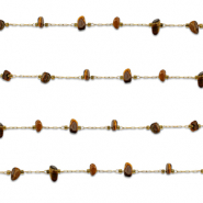 Stainless Steel - Rostfrei Stahl Schmuckzubehör Gliederkette Tigerauge Irregular Gold-golden brown