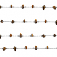 Stainless Steel - Rostfrei Stahl Schmuckzubehör Gliederkette Tigerauge Irregular Silver-golden brown