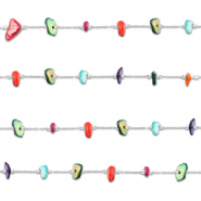 Stainless Steel - Rostfrei Stahl Schmuckzubehör Gliederkette Irregular Silver-multicolour
