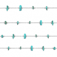 Stainless Steel - Rostfrei Stahl Schmuckzubehör Gliederkette Howlit Irregular Silver-turquoise