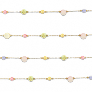 Stainless Steel - Rostfrei Stahl Schmuckzubehör Gliederkette Rund Gold-multicolour pastel