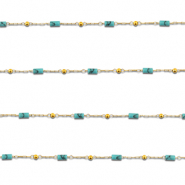 Stainless Steel - Rostfrei Stahl Schmuckzubehör Gliederkette Howlit Tube Gold-turquoise