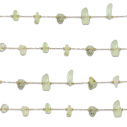 Stainless Steel - Rostfrei Stahl Schmuckzubehör Gliederkette Prehnit Irregular Gold-light green