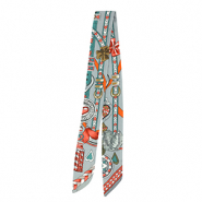 Bandana Schal mit Herz/Lederriemen Grey-teal green-light red
