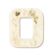Polymer Anhänger Viereck Off white-beige-gold