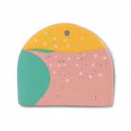 Polymer Anhänger Green-pink-ochre yellow