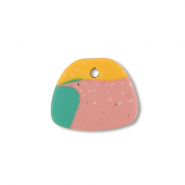 Polymer Anhänger Trapez Green-pink-ochre yellow