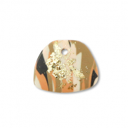 Polymer Anhänger Trapez Brown-pink-white-gold