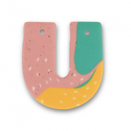 Polymer Anhänger U-förmig Green-pink-ochre yellow