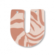 Polymer Anhänger U-förmig Light peach pink-light brown