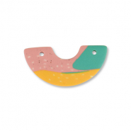 Polymer Anhänger Bogen Green-pink-ochre yellow