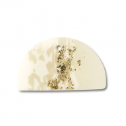 Polymer Anhänger Halbrund Off white-beige-gold