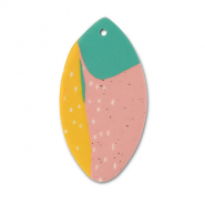 Polymer Anhänger Blatt Green-pink-ochre yellow