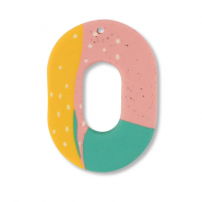 Polymer Anhänger Oval Green-pink-ochre yellow