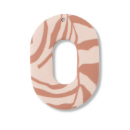 Polymer Anhänger Oval Light peach pink-light brown