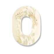 Polymer Anhänger Oval Off white-beige-gold