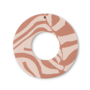 Polymer Anhänger Rund Light peach pink-light brown