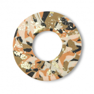 Polymer Anhänger Rund Brown-pink-white-gold