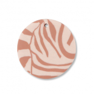 Polymer Anhänger Rund Light peach pink-light brown