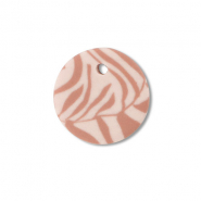 Polymer Anhänger Rund Light peach pink-light brown