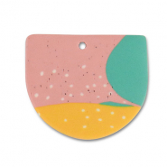 Polymer Anhänger Green-pink-ochre yellow