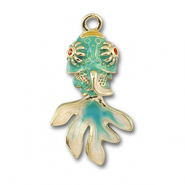 Metall Anh&auml;nger Fisch Gold-blue-white