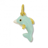 Metall Anhänger Delfin Mint green-white-gold