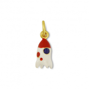 Metall Anhänger Rakete White-red-gold