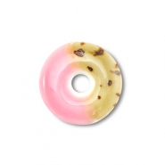 Perlen Keramik Disc Light pink-light brown-brown