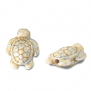 Perlen Keramik Schildkr&ouml;te Off white-gold-silver