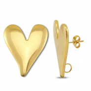 Stainless Steel - Rostfrei Stahl Schmuckzubehör Ohrringe / Ohrstecker Herz mit Öse Gold