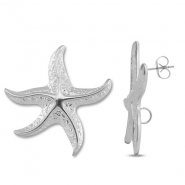 Stainless Steel - Rostfrei Stahl Schmuckzubehör Ohrringe / Ohrstecker Seestern mit Öse Silver