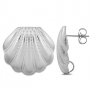 Stainless Steel - Rostfrei Stahl Schmuckzubehör Ohrringe / Ohrstecker Muschel mit Öse Silver