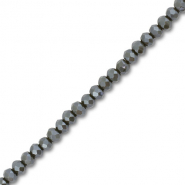 Top Glas Facett Perlen 3x2mm rondellen Chromium oxide dark green-pearl shine coating