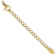 Stainless Steel - Rostfrei Stahl Schmuckzubehör Verlängerungsketten Set Oval mit Karabinerverschluss Gold