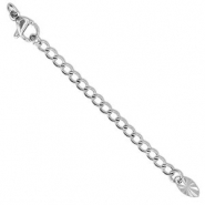 Stainless Steel - Rostfrei Stahl Schmuckzubehör Verlängerungsketten Set Oval mit Karabinerverschluss Silver