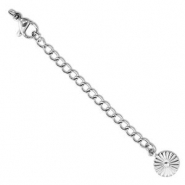 Stainless Steel - Rostfrei Stahl Schmuckzubehör Verlängerungsketten Set Blume mit Karabinerverschluss Silver